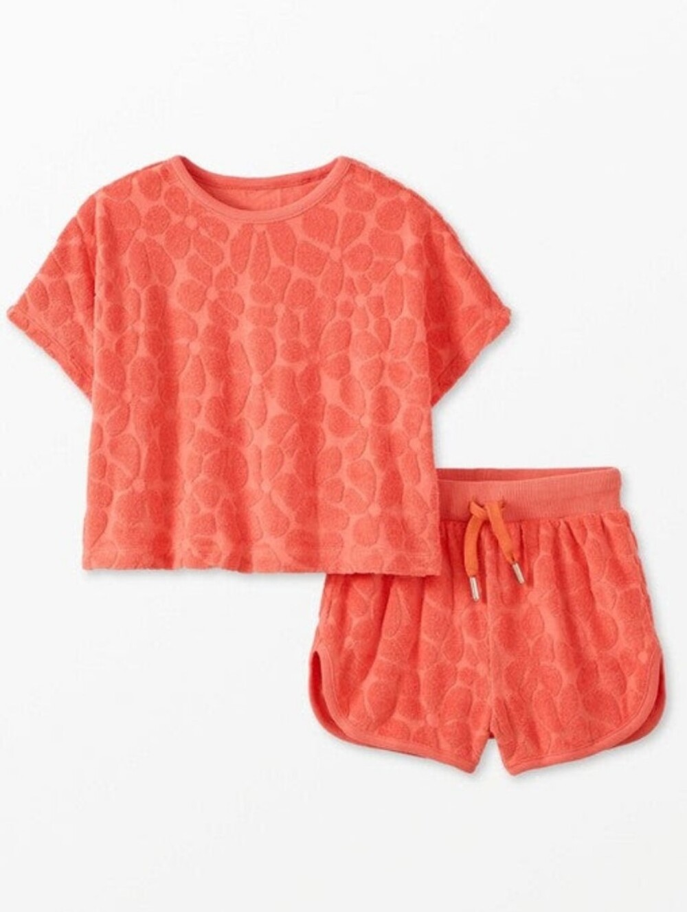 Dolman Sleeve Terry T-Shirt & Short Set, Color Coral, Size 2